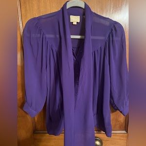 Purple chiffon top with bow